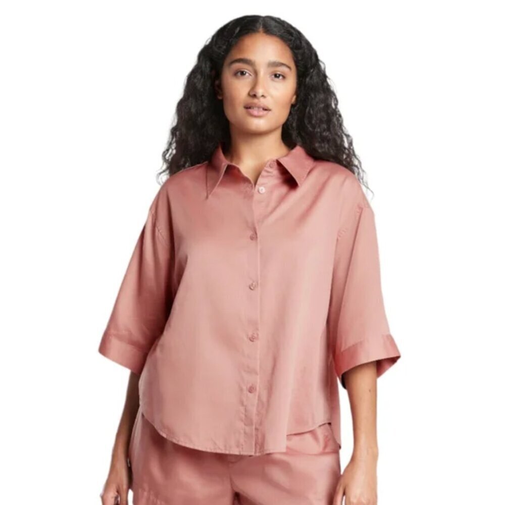 Athleta Cotton Dreams Sleep Oversized Top in Mauve Pink, size M